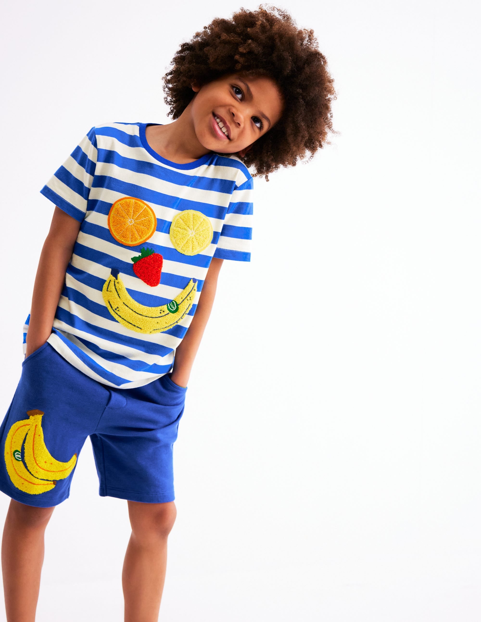 Short Sleeve Bouclé T-shirt-Gallery Blue/ Ivory Fruit Face - Image 3