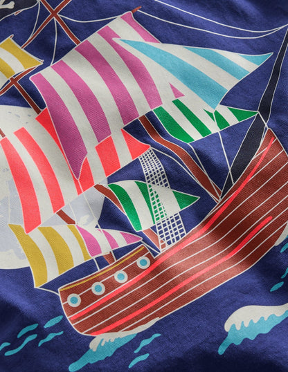 Glow-In-The-Dark T-shirt-Twilight Blue Pirate Ship-3