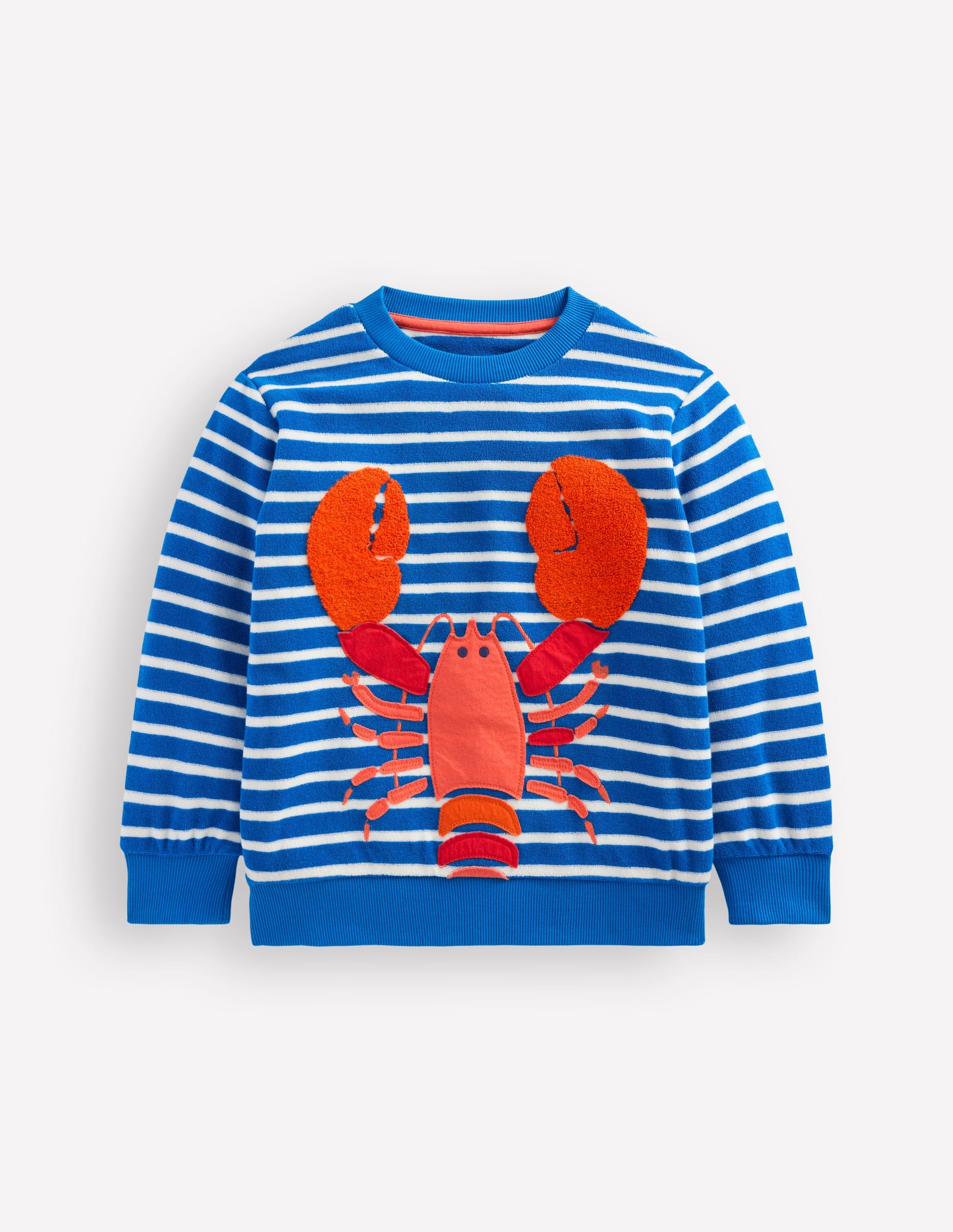 Fun Towelling Sweatshirt-Blue and Ivory Lobster-1