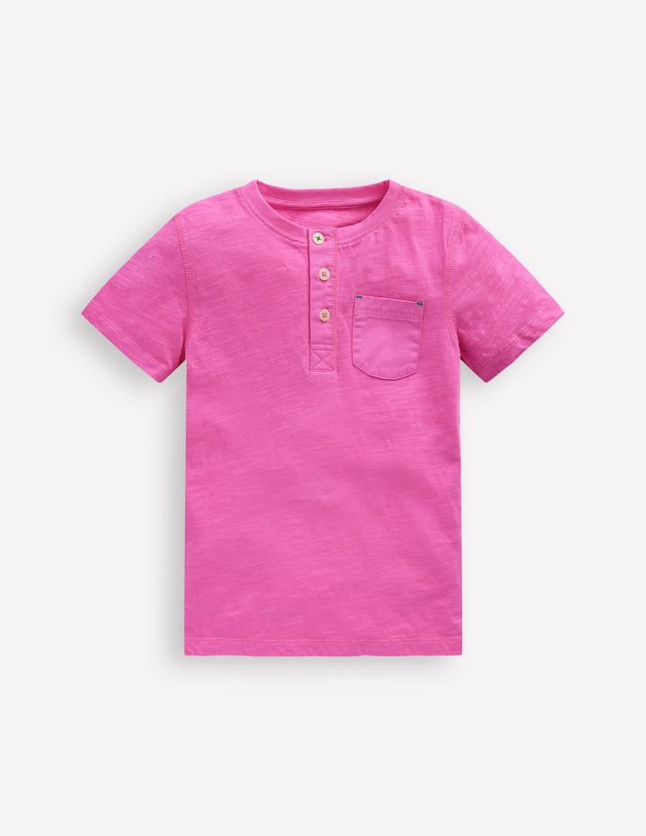 Short Sleeve Henley T-Shirt-Strawberry