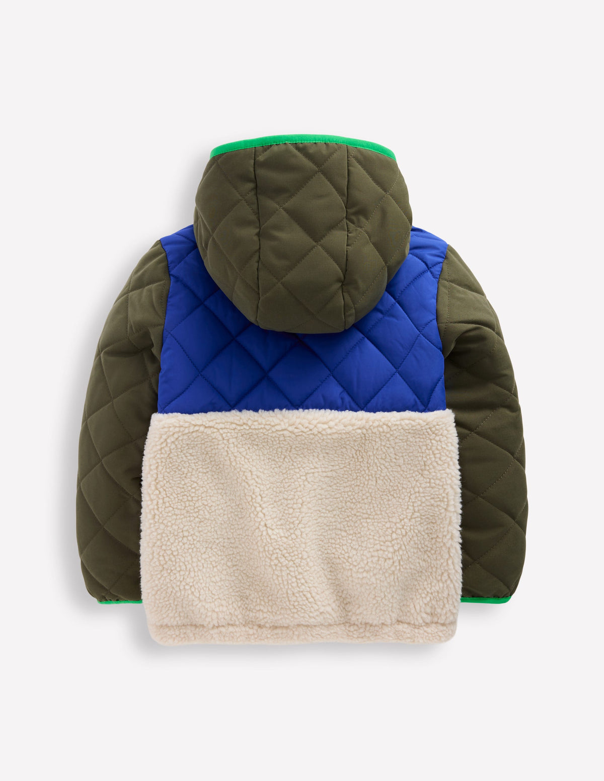 Borg Mix Jacket-Khaki Colourblock - Image 2