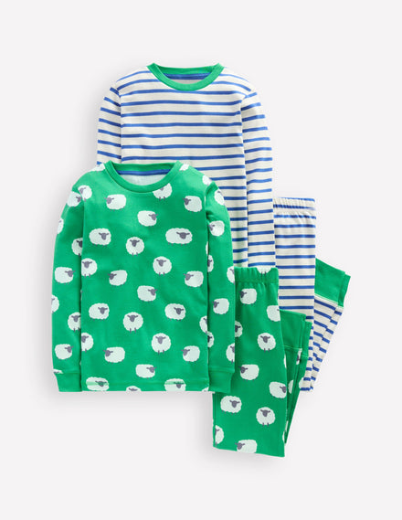 Snug Twin Pack Pajamas-Trinity Green Sheep