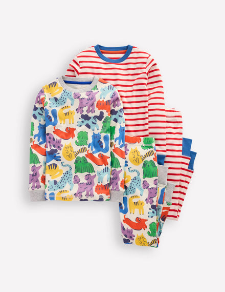 Snug Twin Pack Pajamas-Rainbow Pets