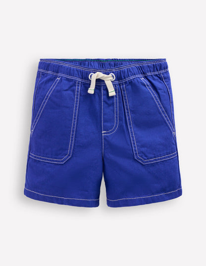 Pull-On Cotton Shorts-Bright Blue