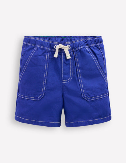 Pull-On Cotton Shorts-Bright Blue