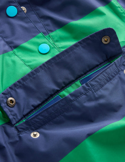 Waterproof Pop Over Jacket-Green Stripe