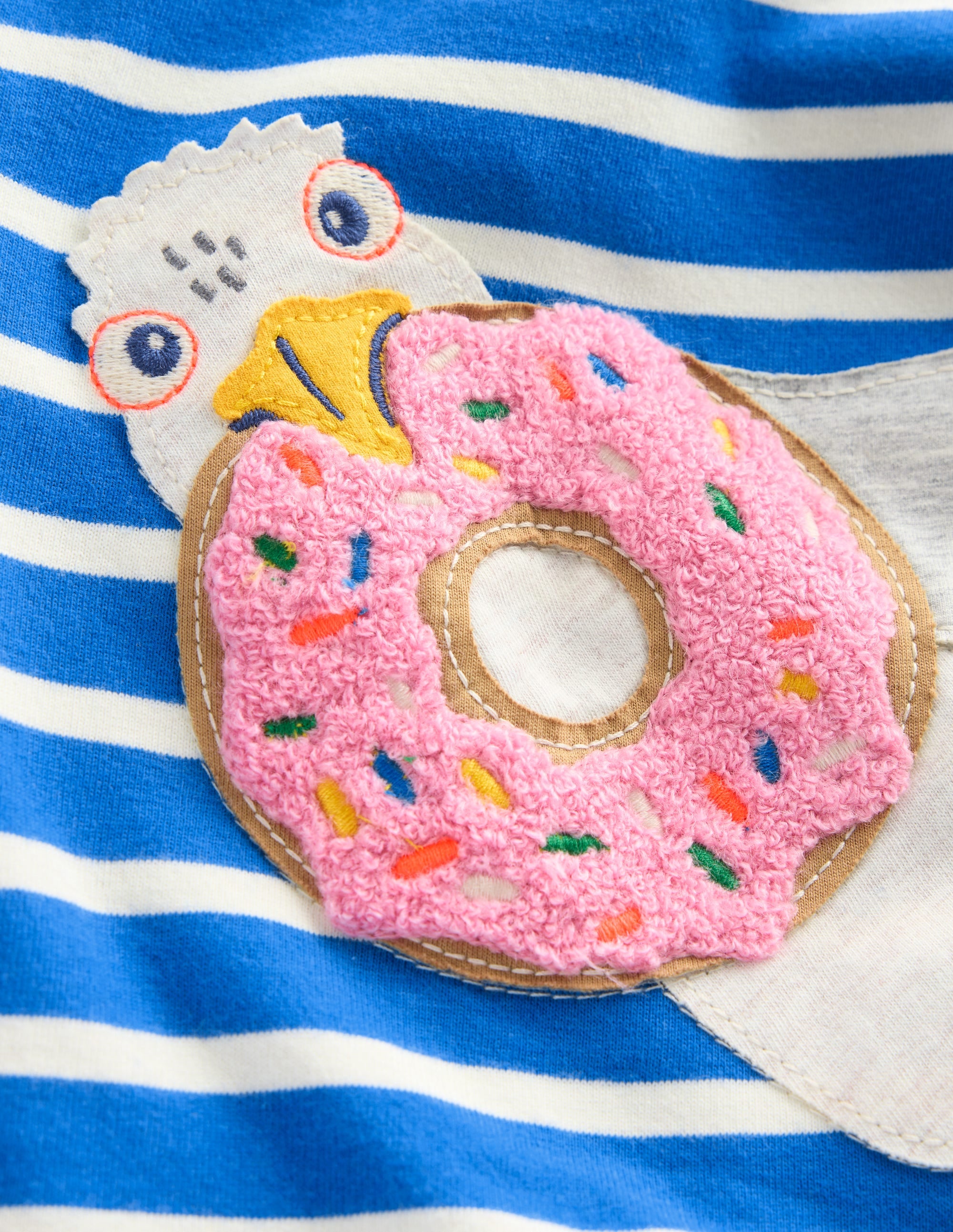 Short Sleeve Appliqué T-shirt-Gallery Blue Stripe Seagulls - Image 3