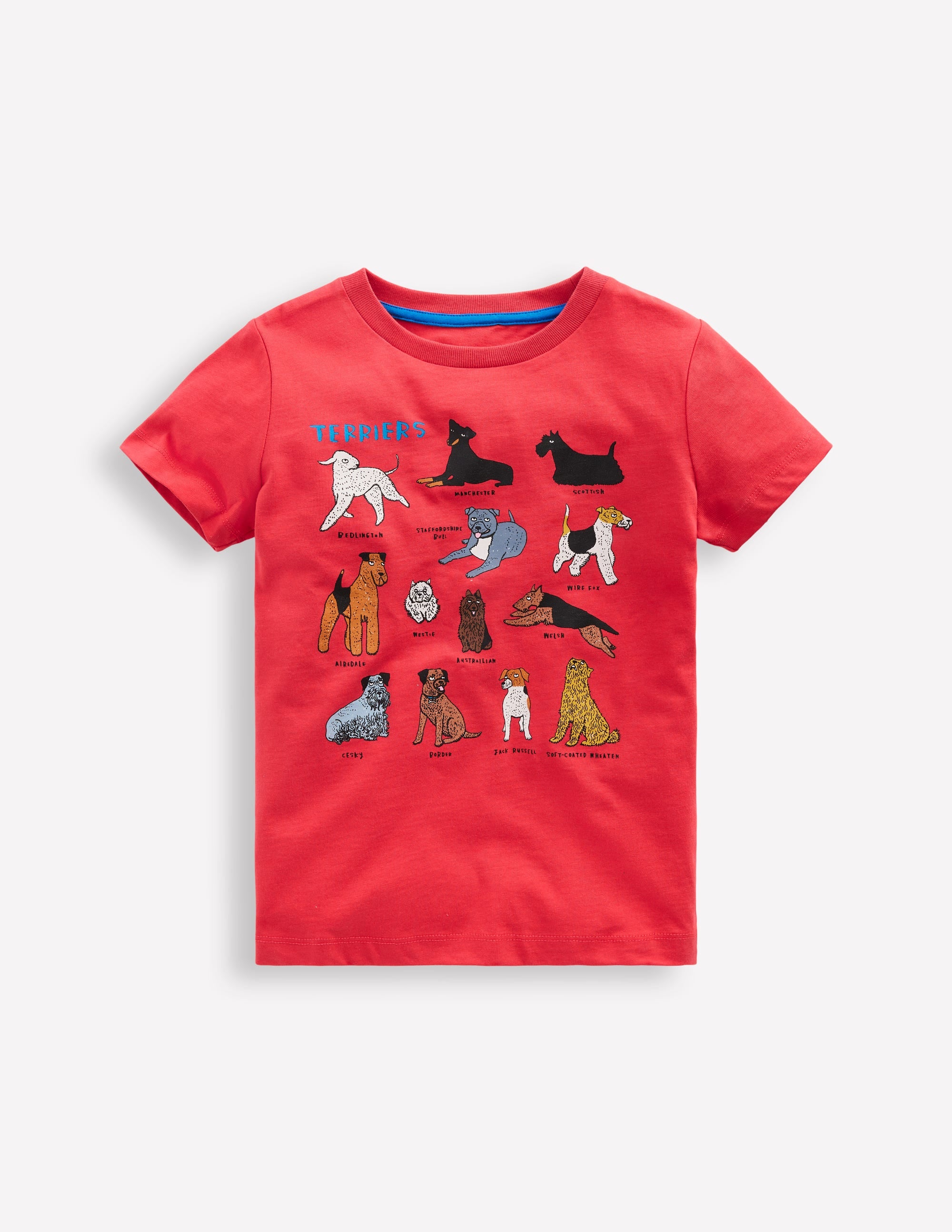 Short Sleeve Graphic T-shirt-Cherry Tomato Red Dogs - Image 1