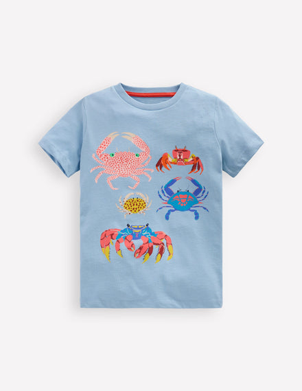 Short Sleeve Printed T-Shirt-Vintage Blue Crabs