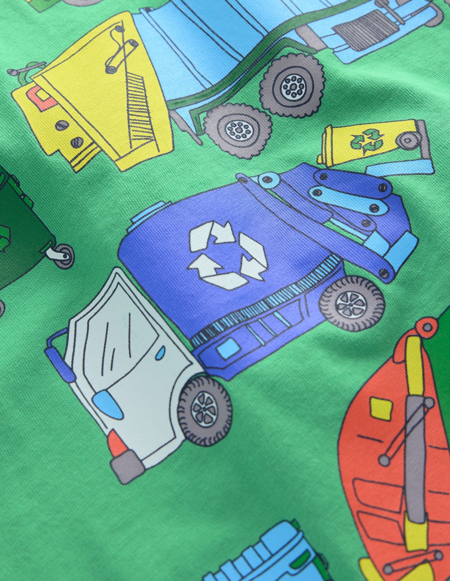 Short Sleeve Printed T-Shirt-Aloe Green Recycling trucks