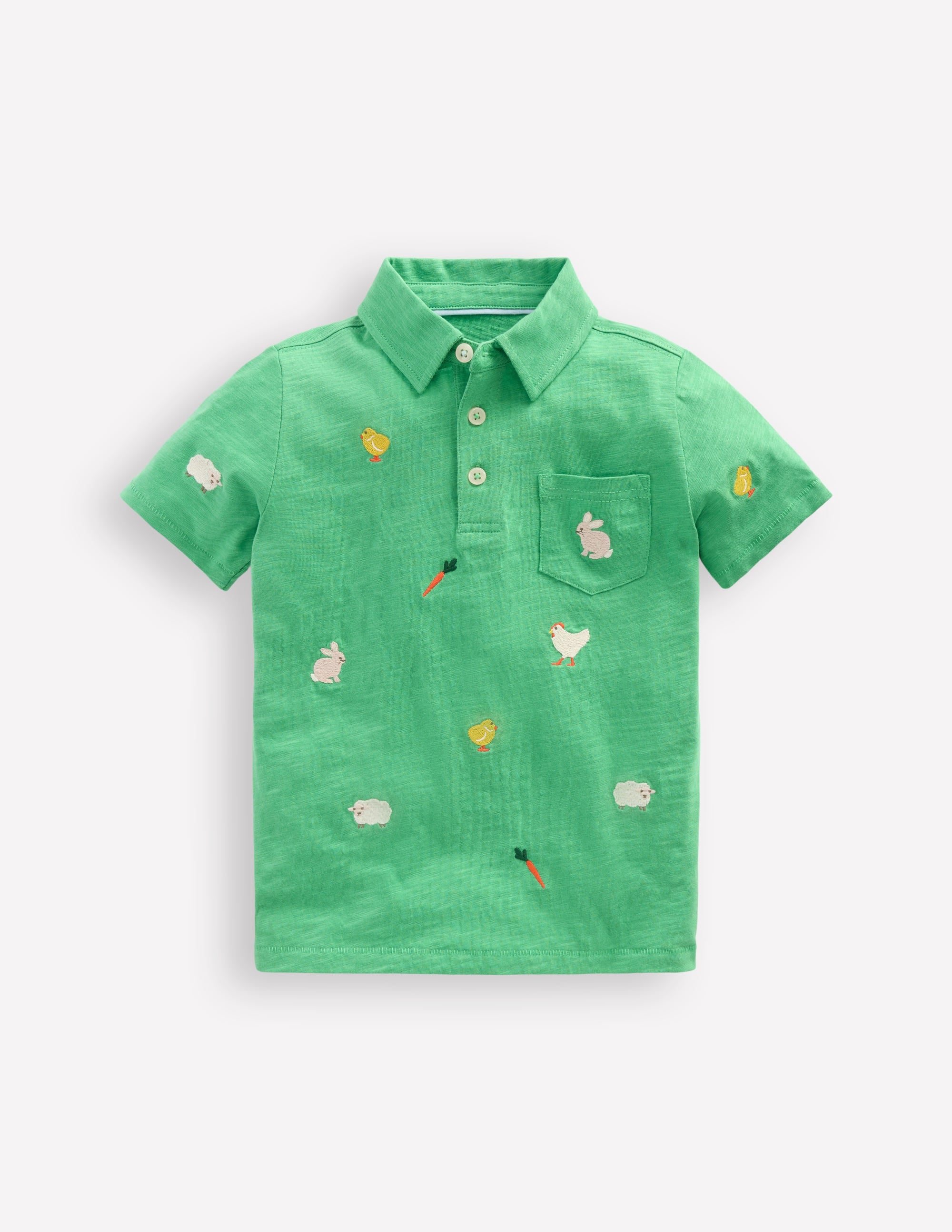 Embroidered Slub Polo Shirt-Easter Multi Embroidery - Image 1