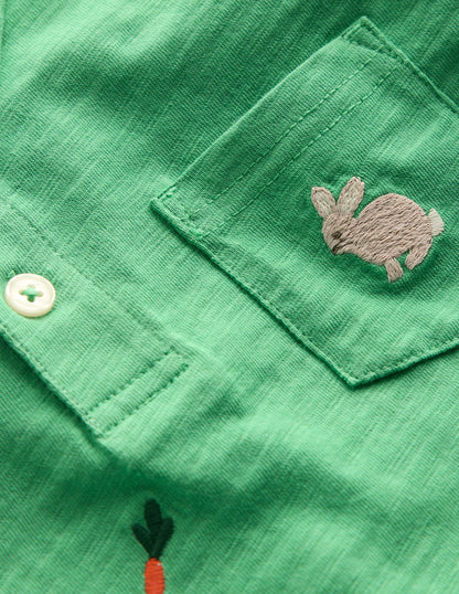 Embroidered Slub Polo Shirt-Easter Multi Embroidery