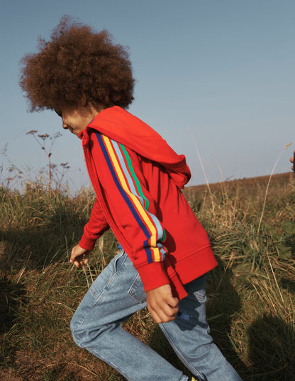 Rainbow Zip-Up Hoodie-Cherry Tomato Red