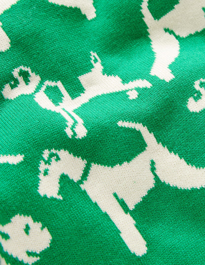 Novelty Sweater-Sapling Green Dogs