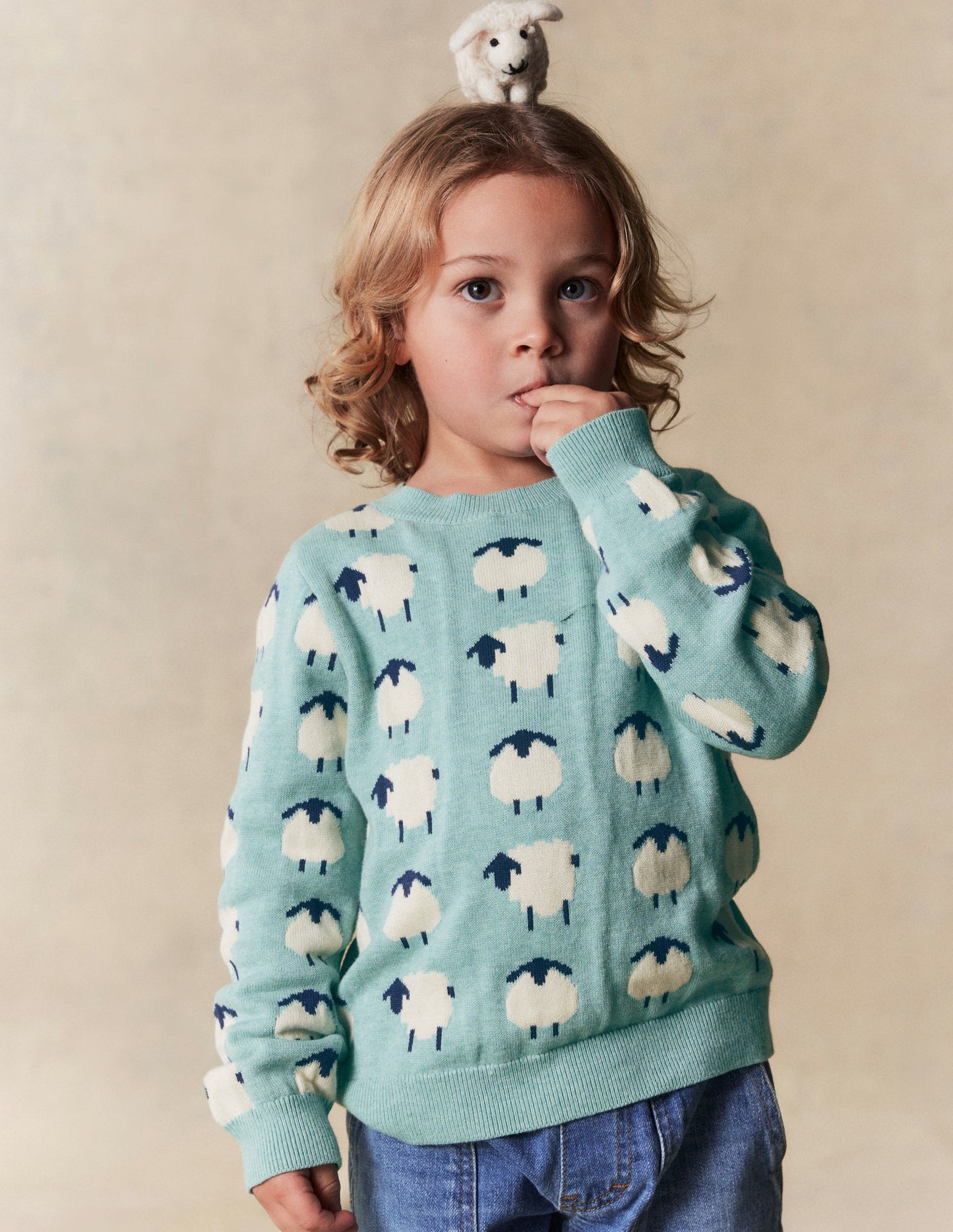 Novelty Sweater-Tourmaline Blue Sheep