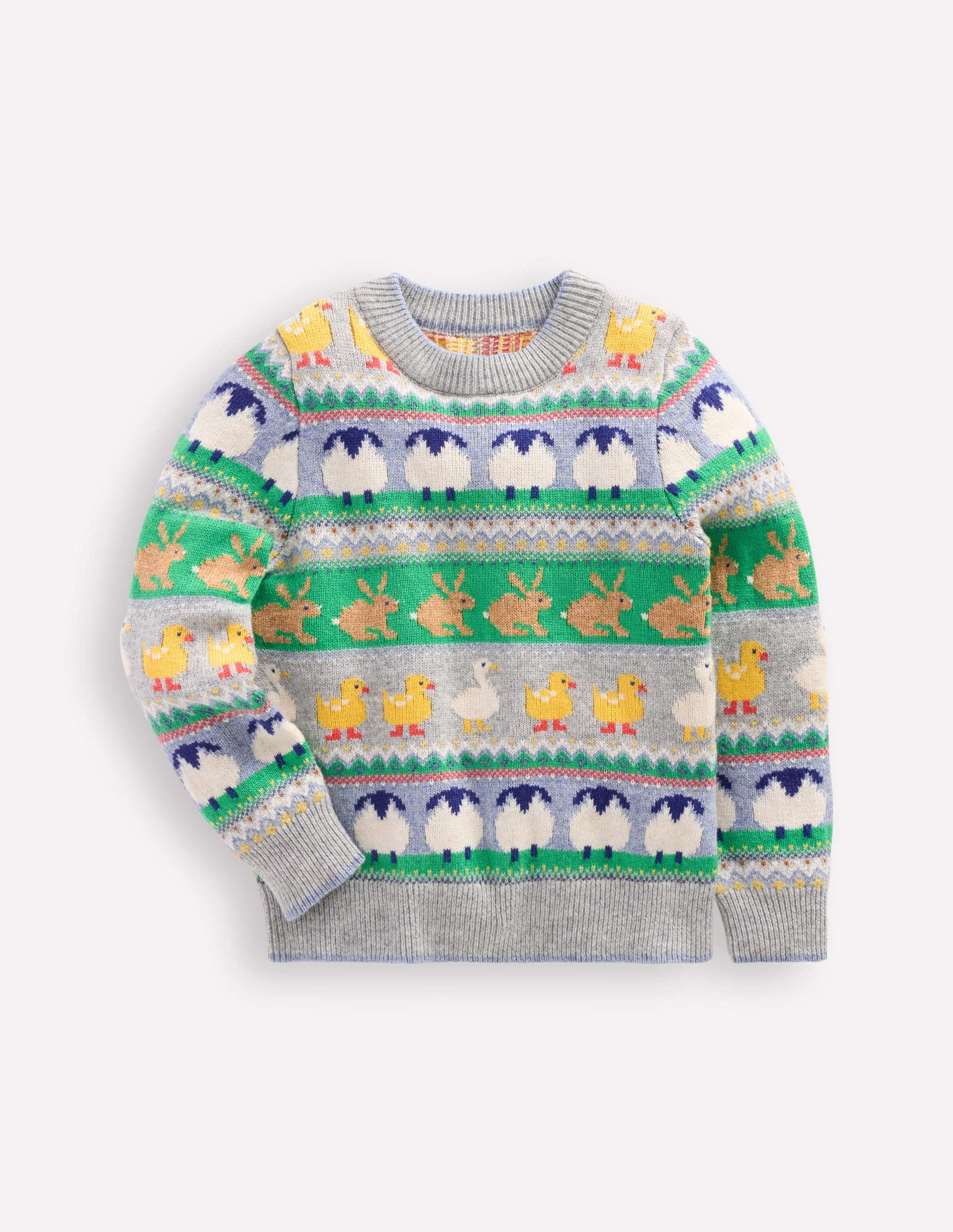 Fair Isle Sweater-Grey Marl Easter - Image 1