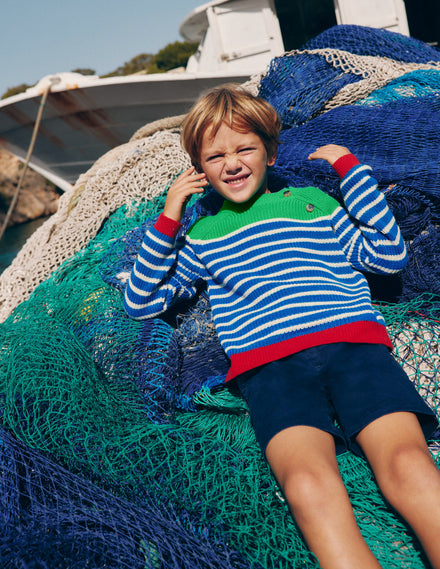 Everyday Cotton Jumper-Kingfisher Blue/Rich Emerald