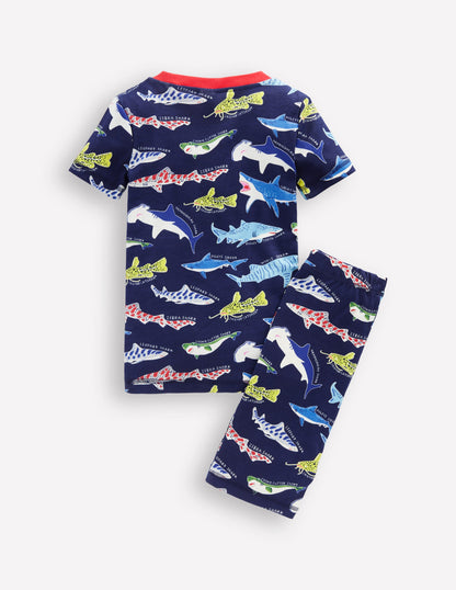 Snug Short John Glow Pyjamas-College Navy Sharks-2