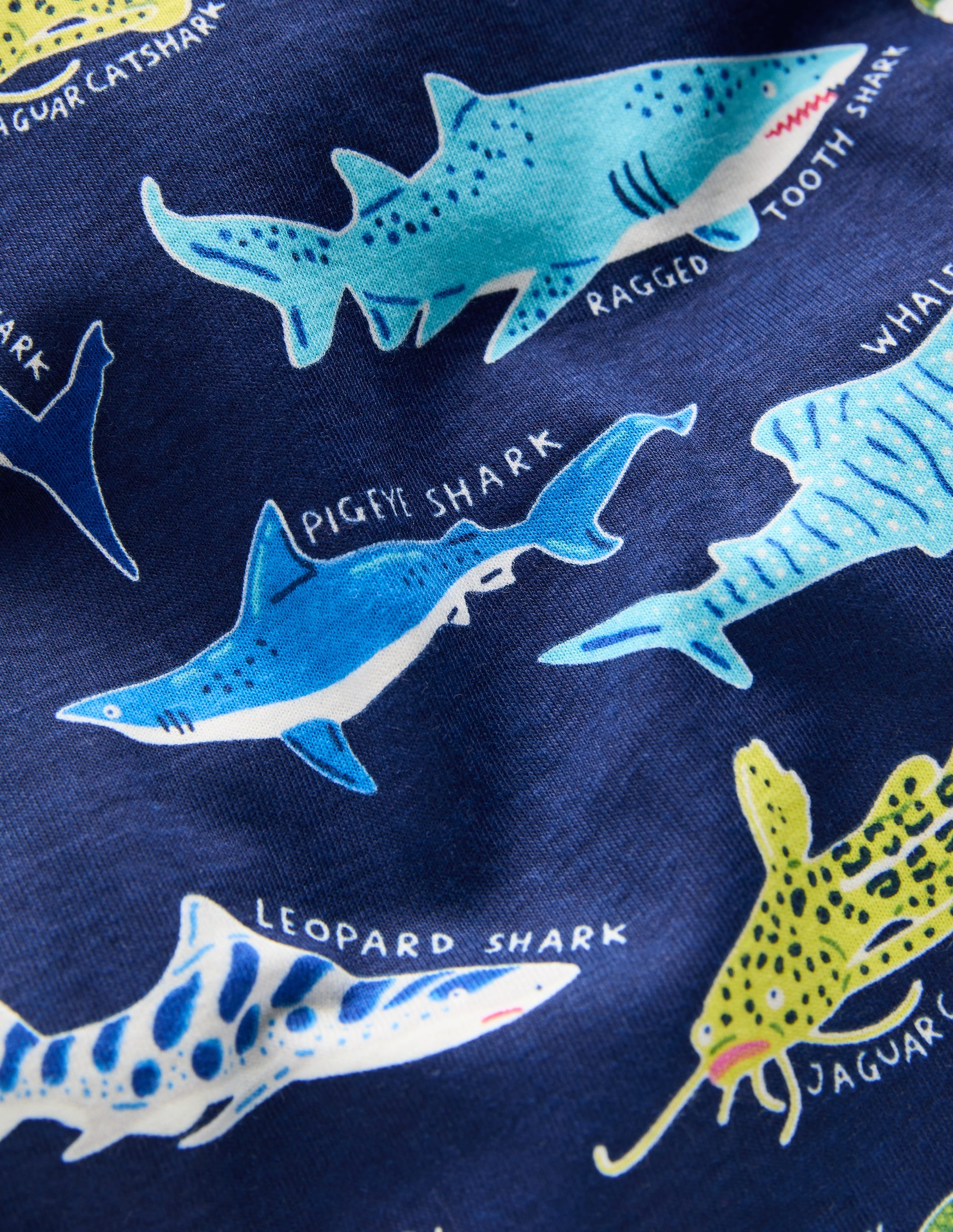 Snug Short John Glow Pyjamas-College Navy Sharks - Image 3
