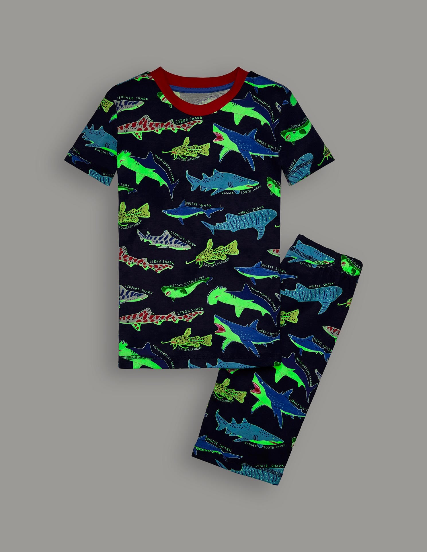 Snug Short John Glow Pyjamas-College Navy Sharks - Image 4