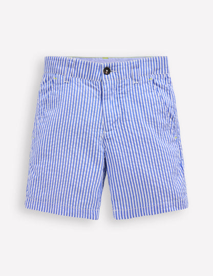 Seersucker Shorts-Blue Ticking Stripe