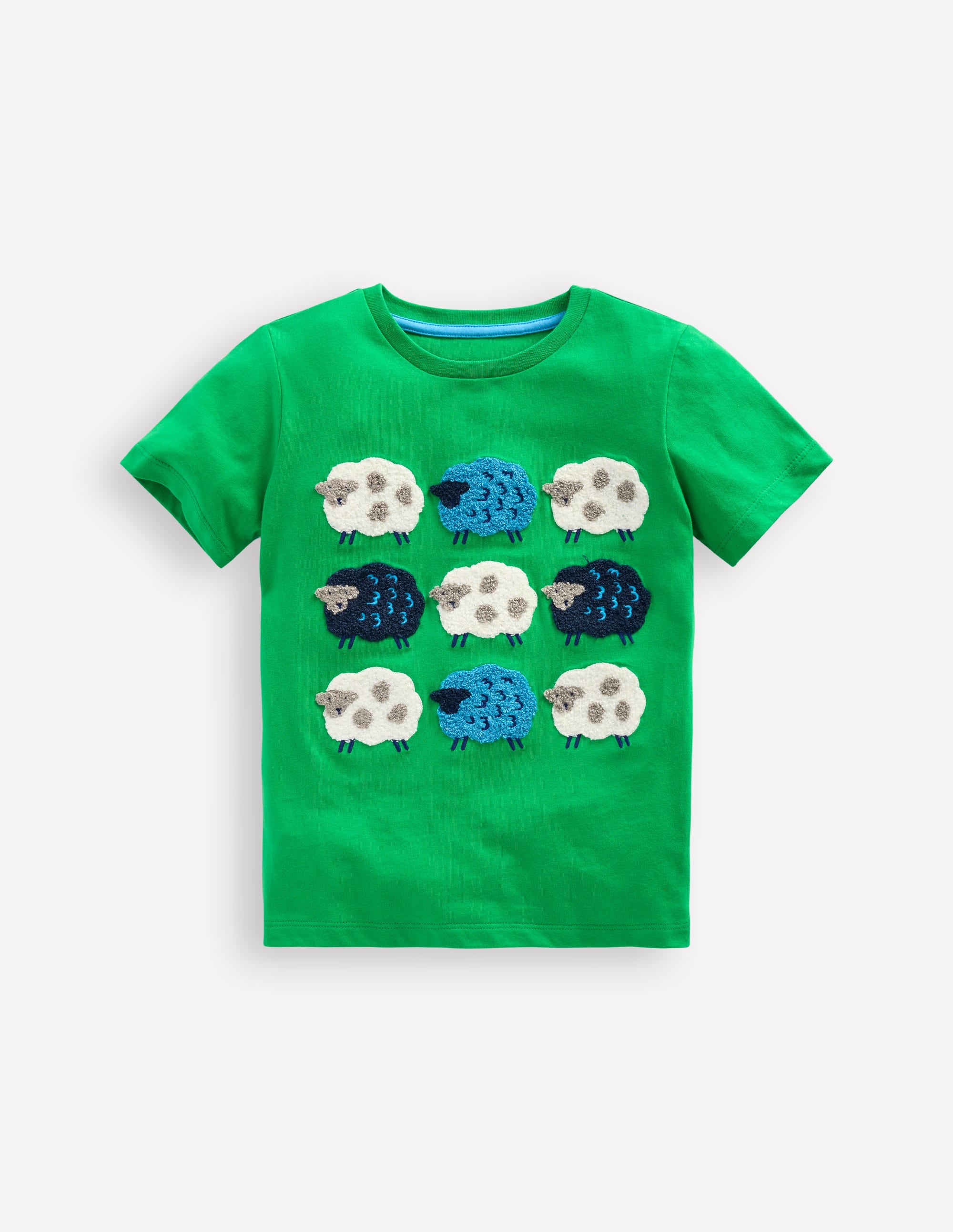Short Sleeve Bouclé T-shirt-Sapling Green Sheep - Image 1