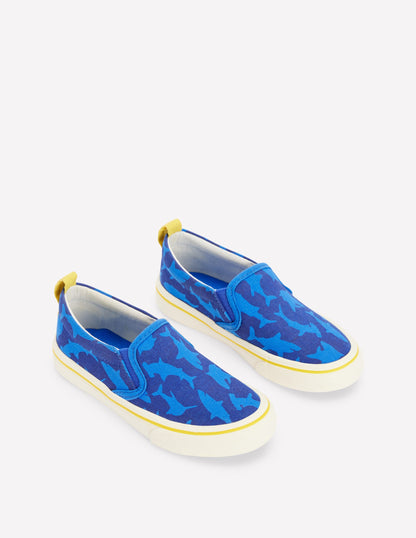 Canvas Slip Ons-Starboard Blue Sharks