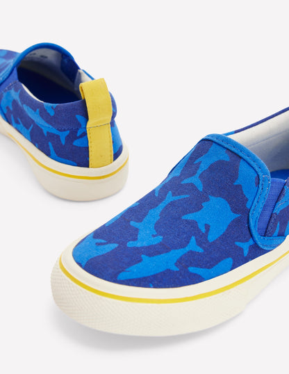 Canvas Slip Ons-Starboard Blue Sharks