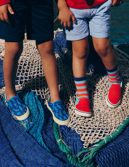 Canvas Slip Ons-Starboard Blue Sharks