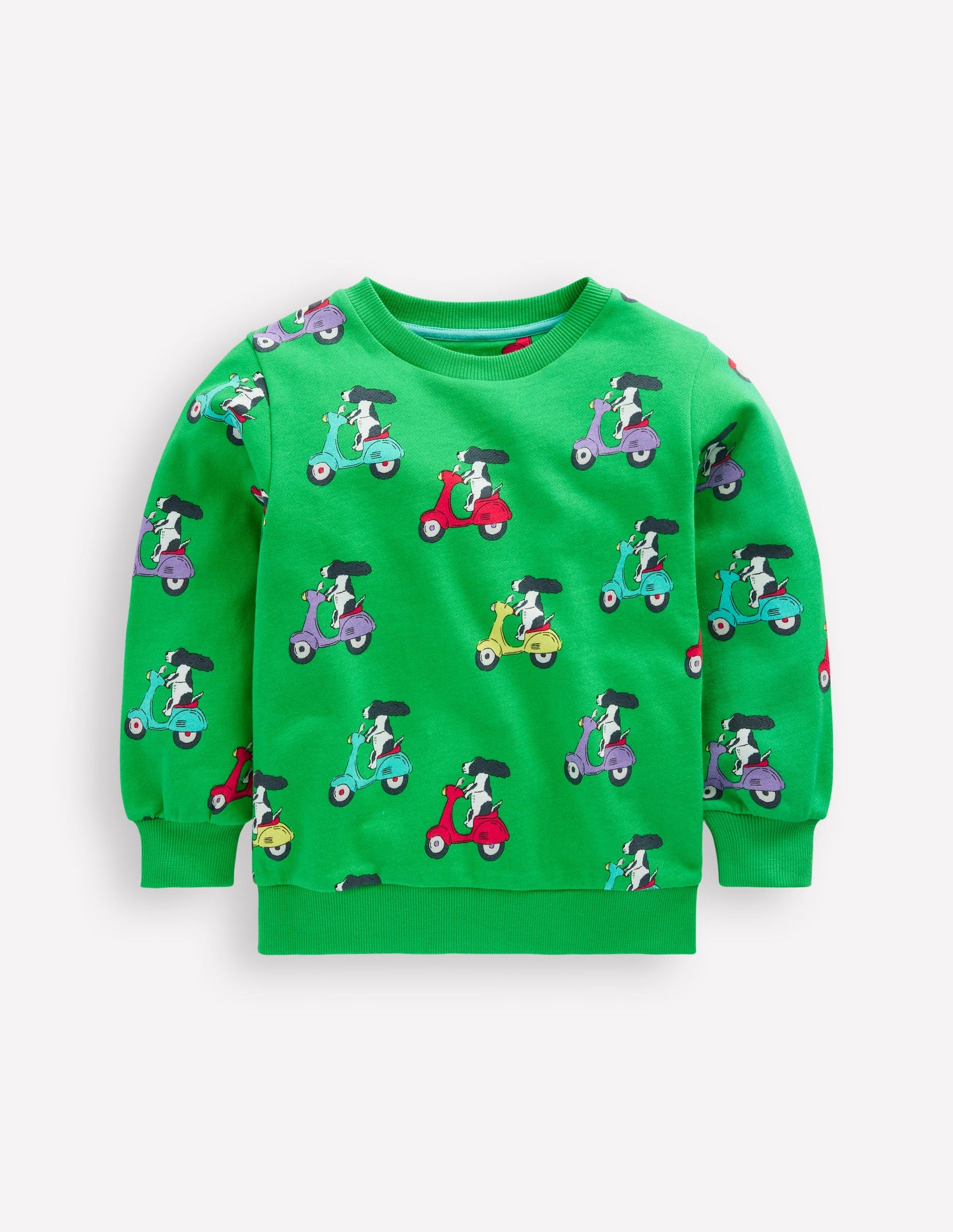 Printed Sweatshirt-Sapling Green Puppy Scooter