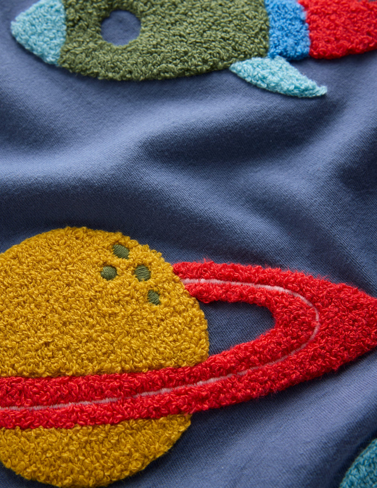 Applique Mock Sleeve T-Shirt-Robot Blue Space - Image 3