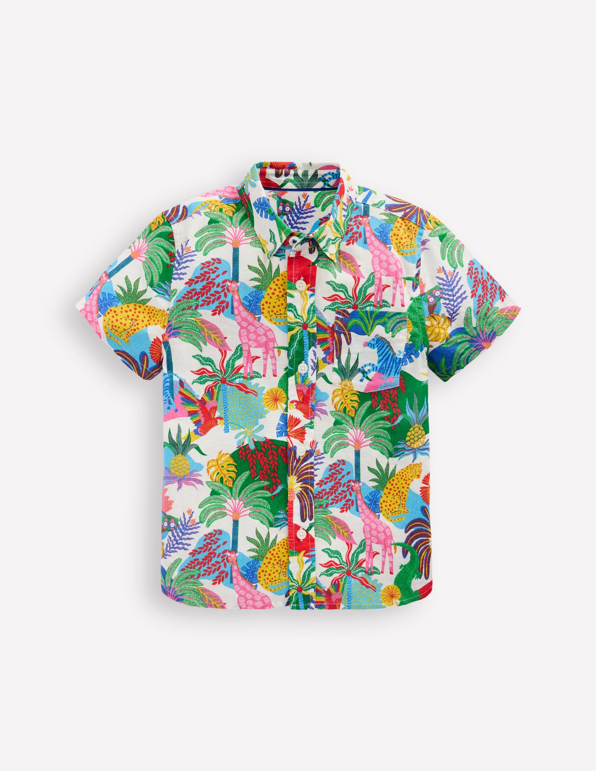 Cotton Linen Shirt-Ivory Multi Jungle - Image 1