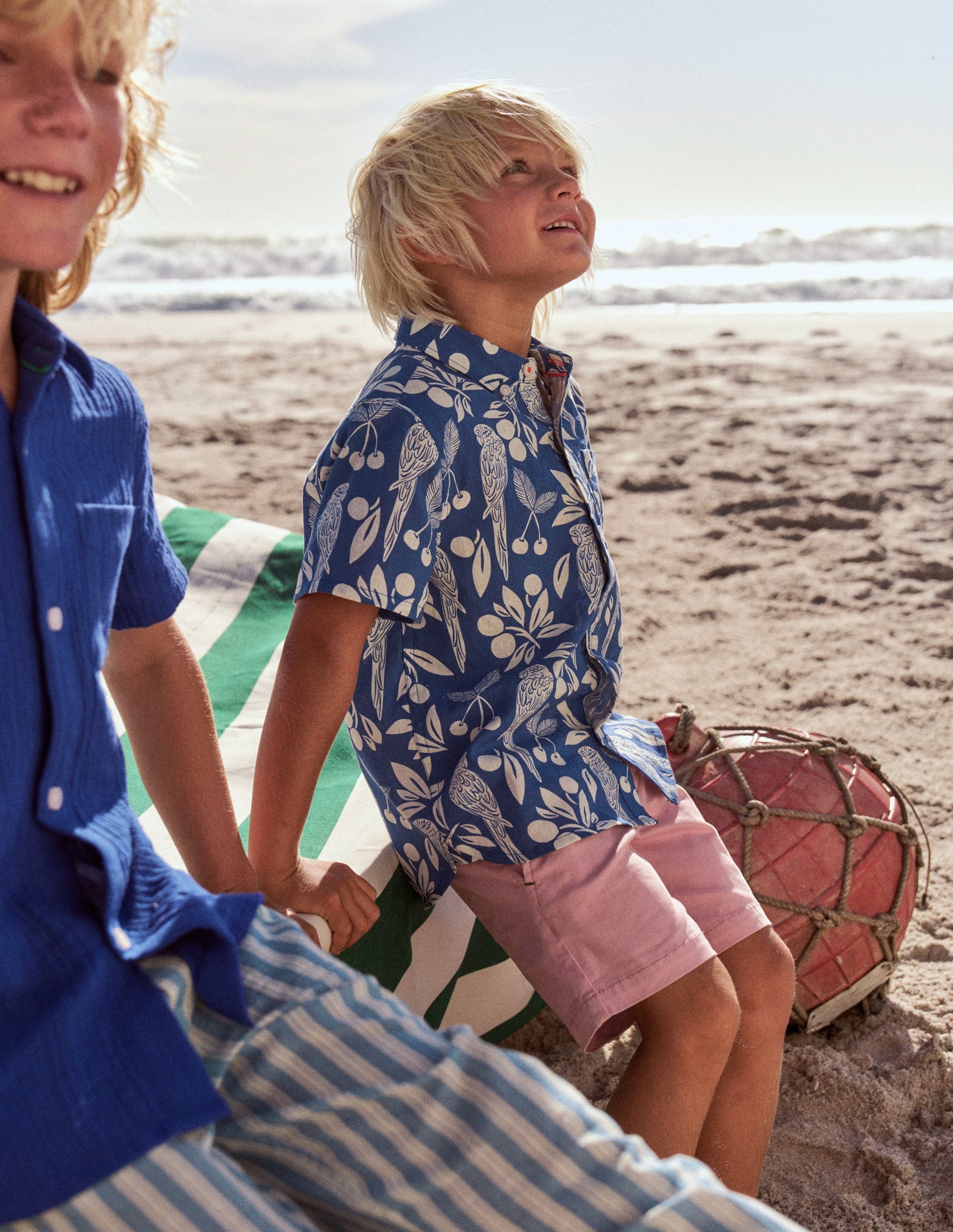 Cotton Linen Shirt-Blue Parrot Palm-8