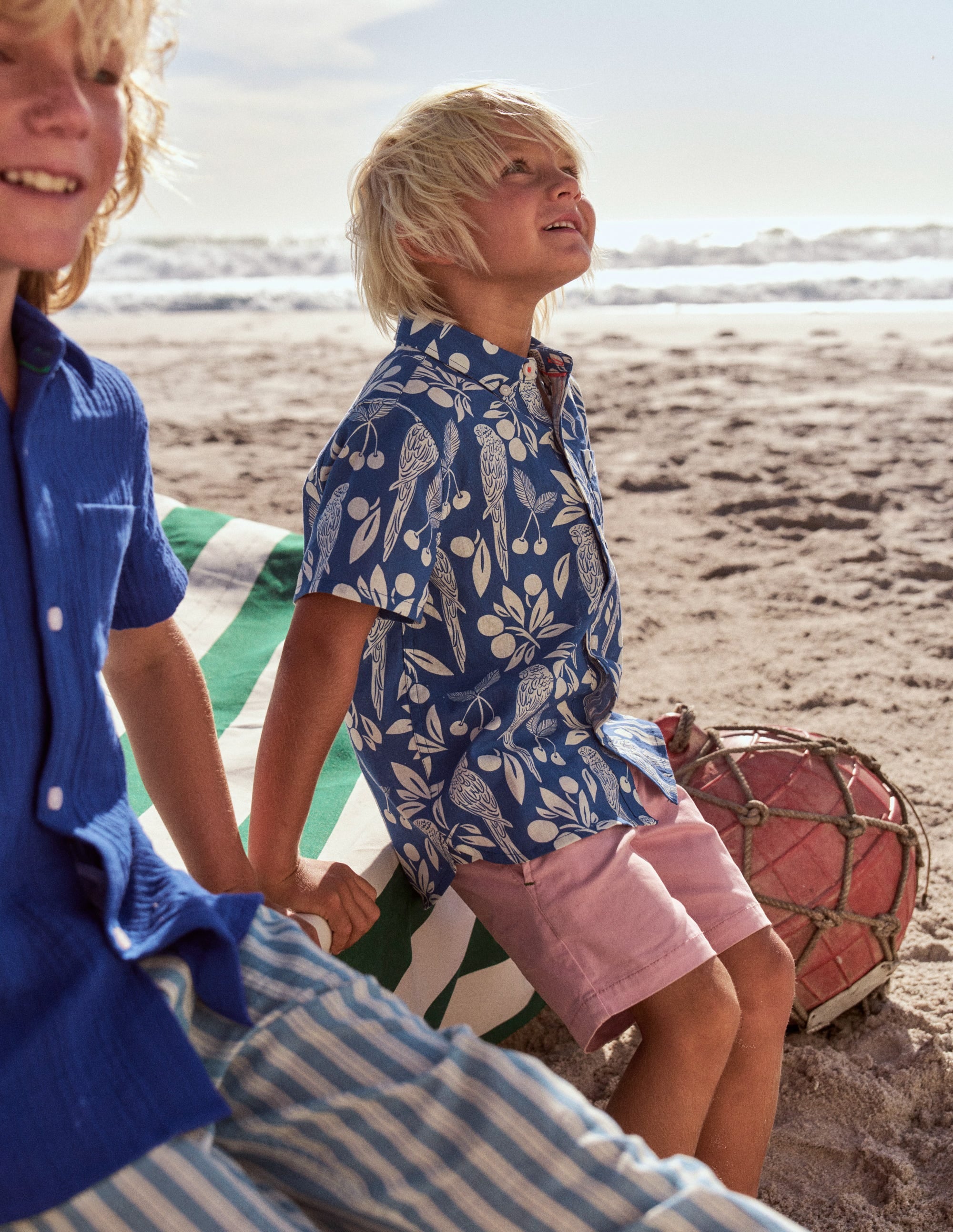 Cotton Linen Shirt-Blue Parrot Palm - Image 8