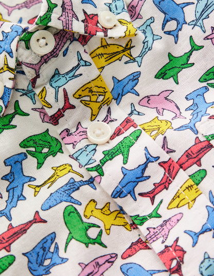 Cotton Linen Shirt-Multi Sharks