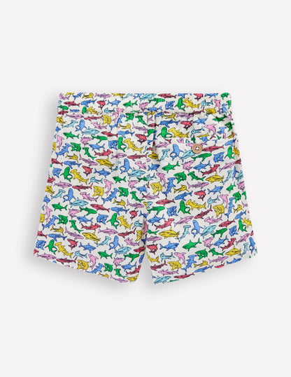 Cotton Linen Shorts-Multi Micro Sharks