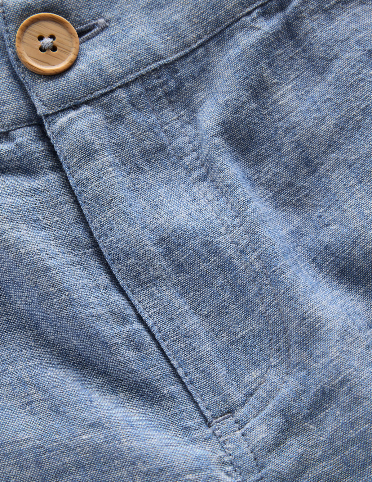 Cotton Linen Shorts-Chambray - Image 3