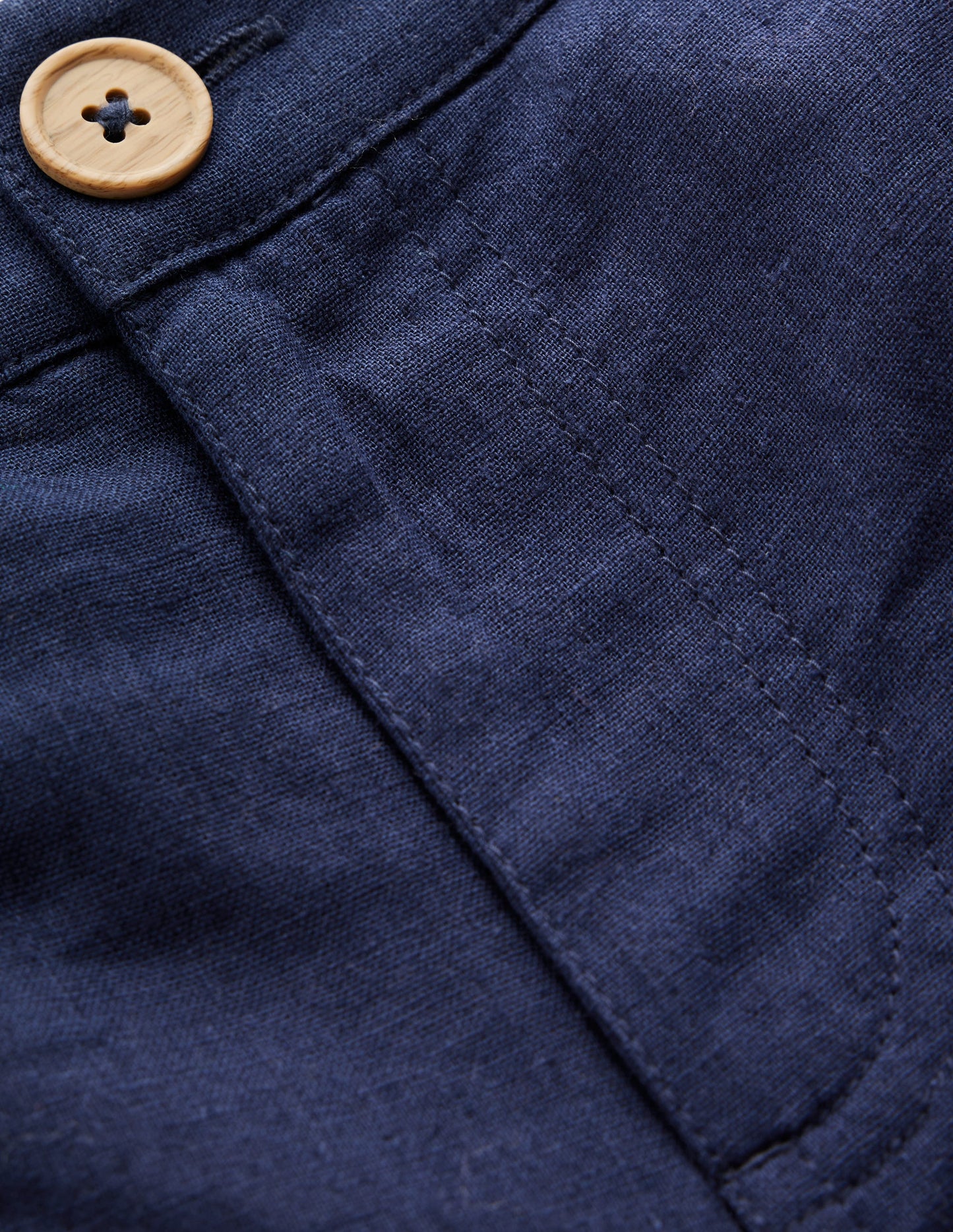 Cotton Linen Shorts-Navy