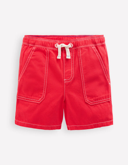 Pull-On Cotton Shorts-Jam Red