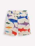 Printed Shorts-Oatmeal Marl Riso Shark