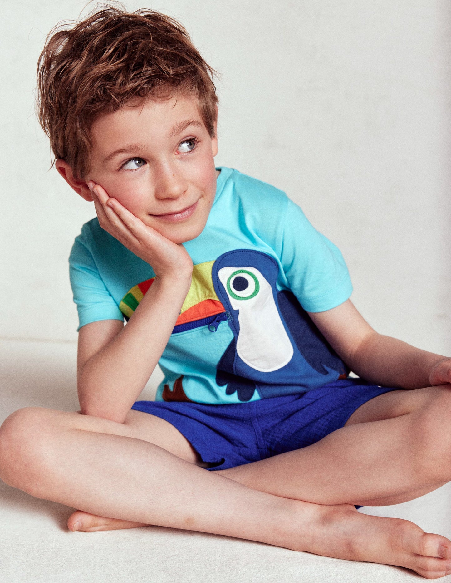 Zip Applique T-shirt-Barbados Beach Toucan