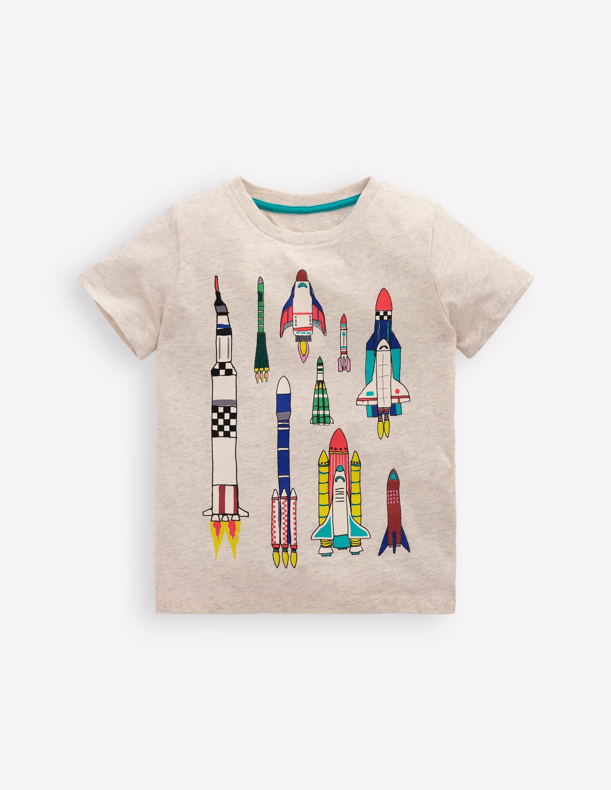 Short Sleeve Graphic T-shirt-oatmeal marl Rockets - Image 1
