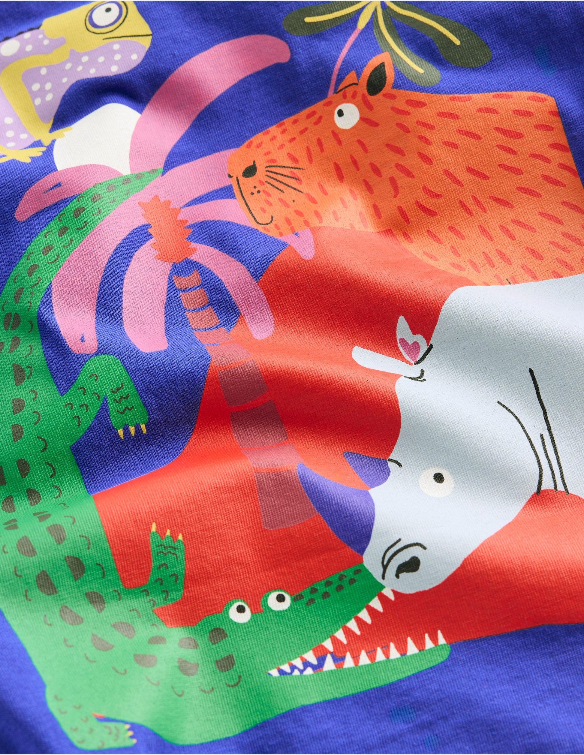 Front & Back Graphic T-shirt-Bright Blue Jungle Animals-3