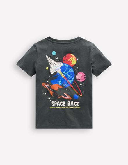 Front & Back Graphic T-shirt-Smoke Space