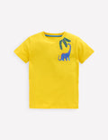 Front & Back Graphic T-shirt-Pineapple Yellow Dino