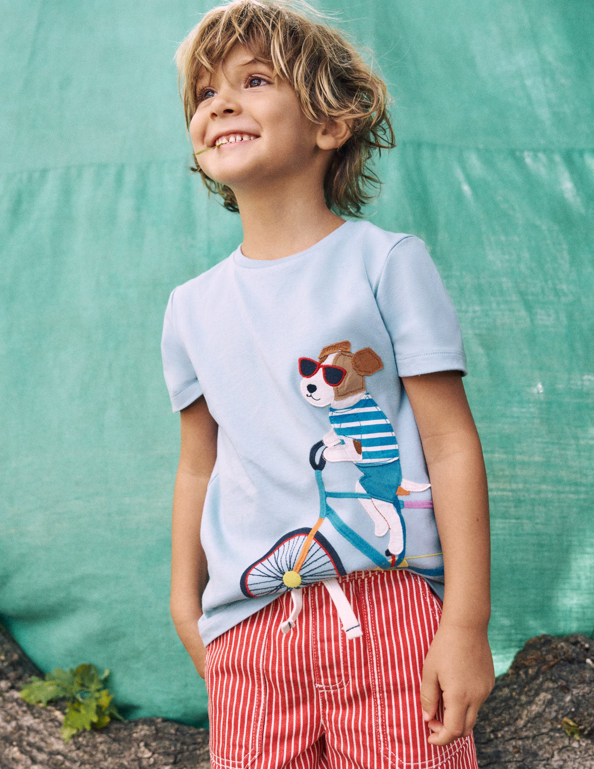 Fun Graphic T-shirt-Vintage Blue Dogs on a Bike - Image 4