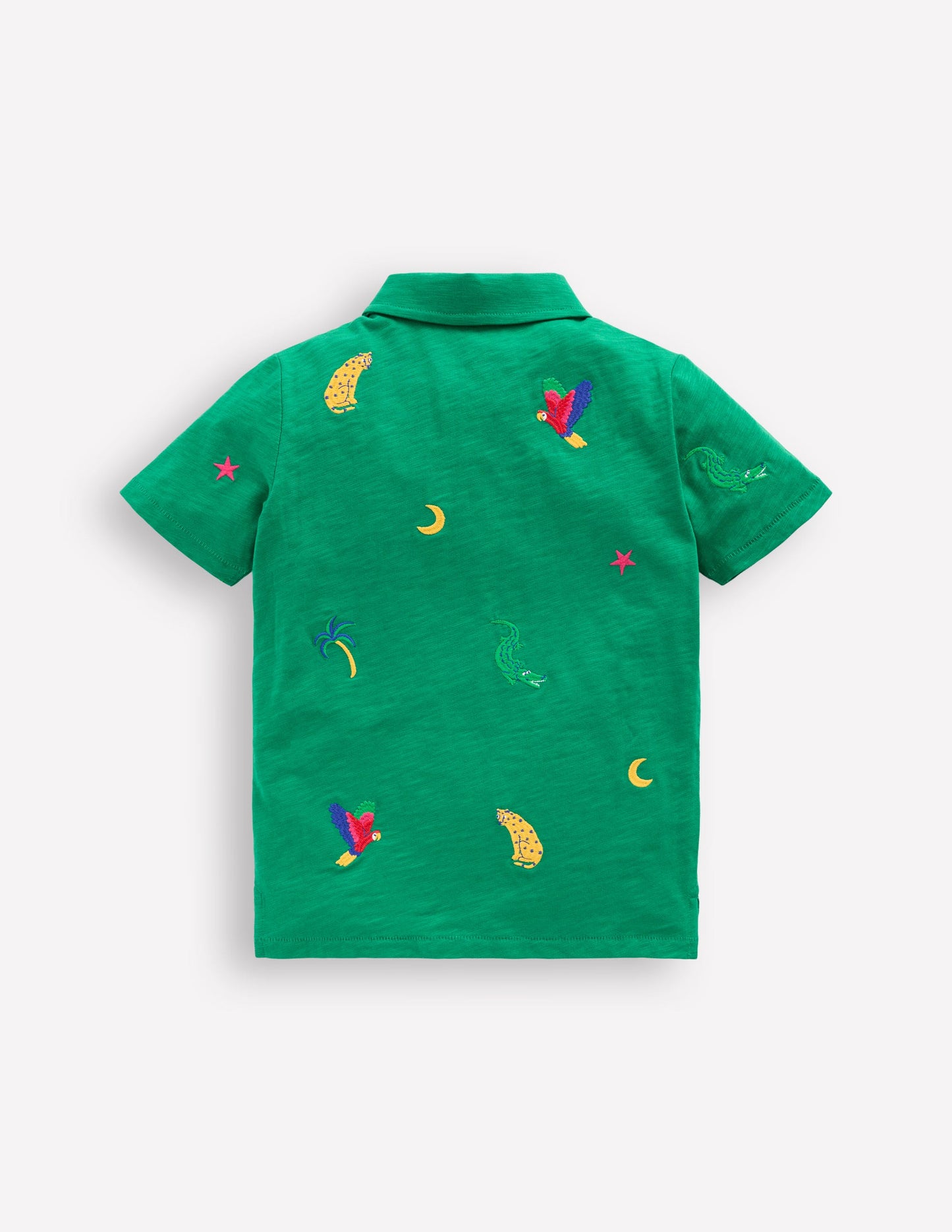 Embroidered Slub Polo Shirt-Shady Green Jungle