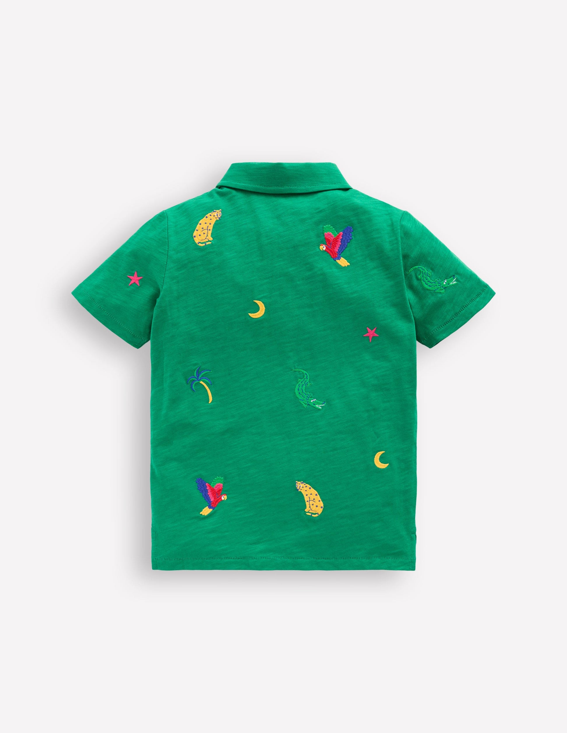 Embroidered Slub Polo Shirt-Shady Green Jungle-2