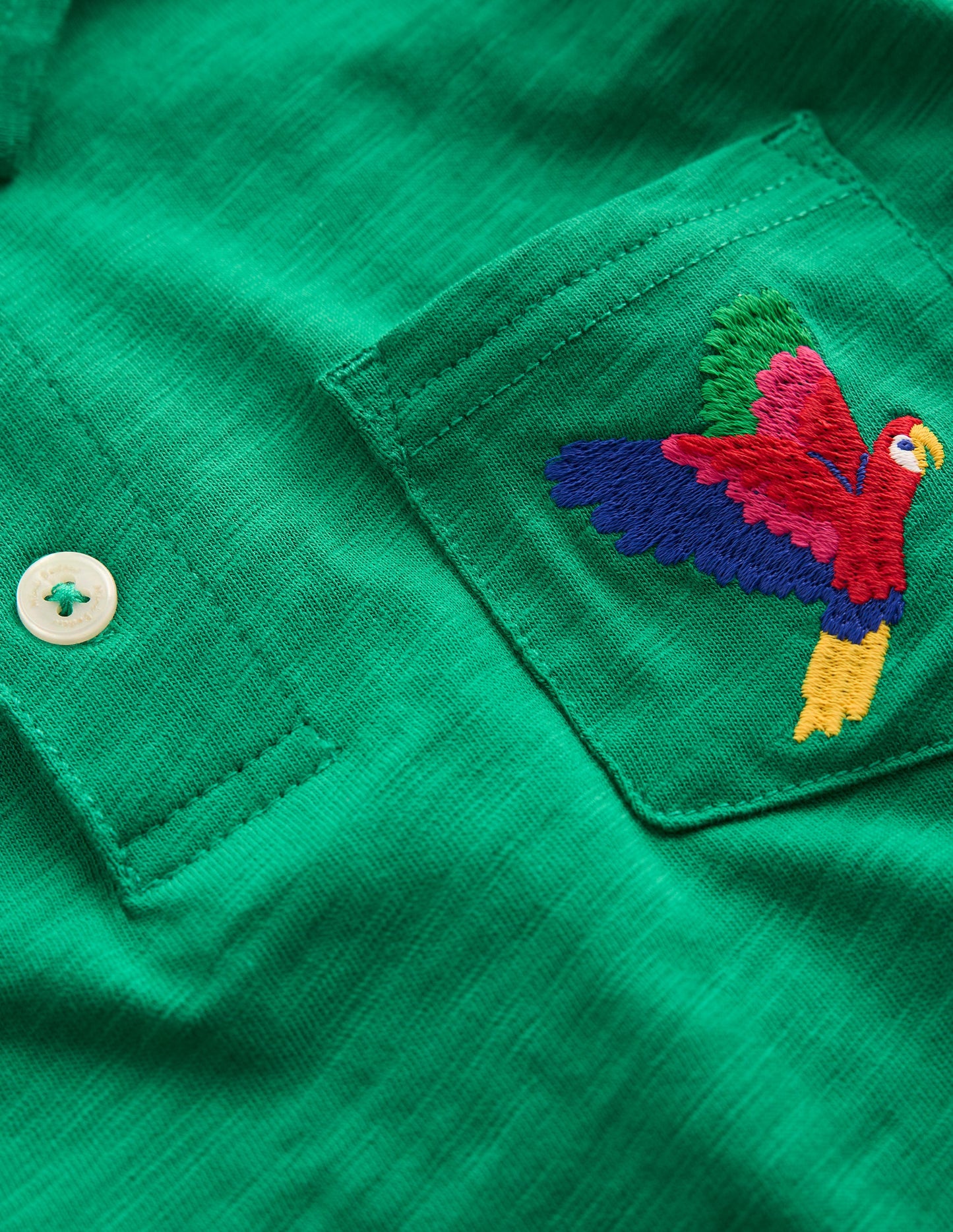 Embroidered Slub Polo Shirt-Shady Green Jungle