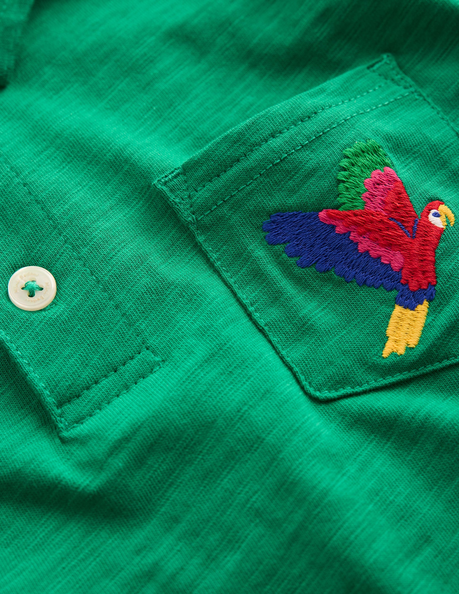 Embroidered Slub Polo Shirt-Shady Green Jungle-3